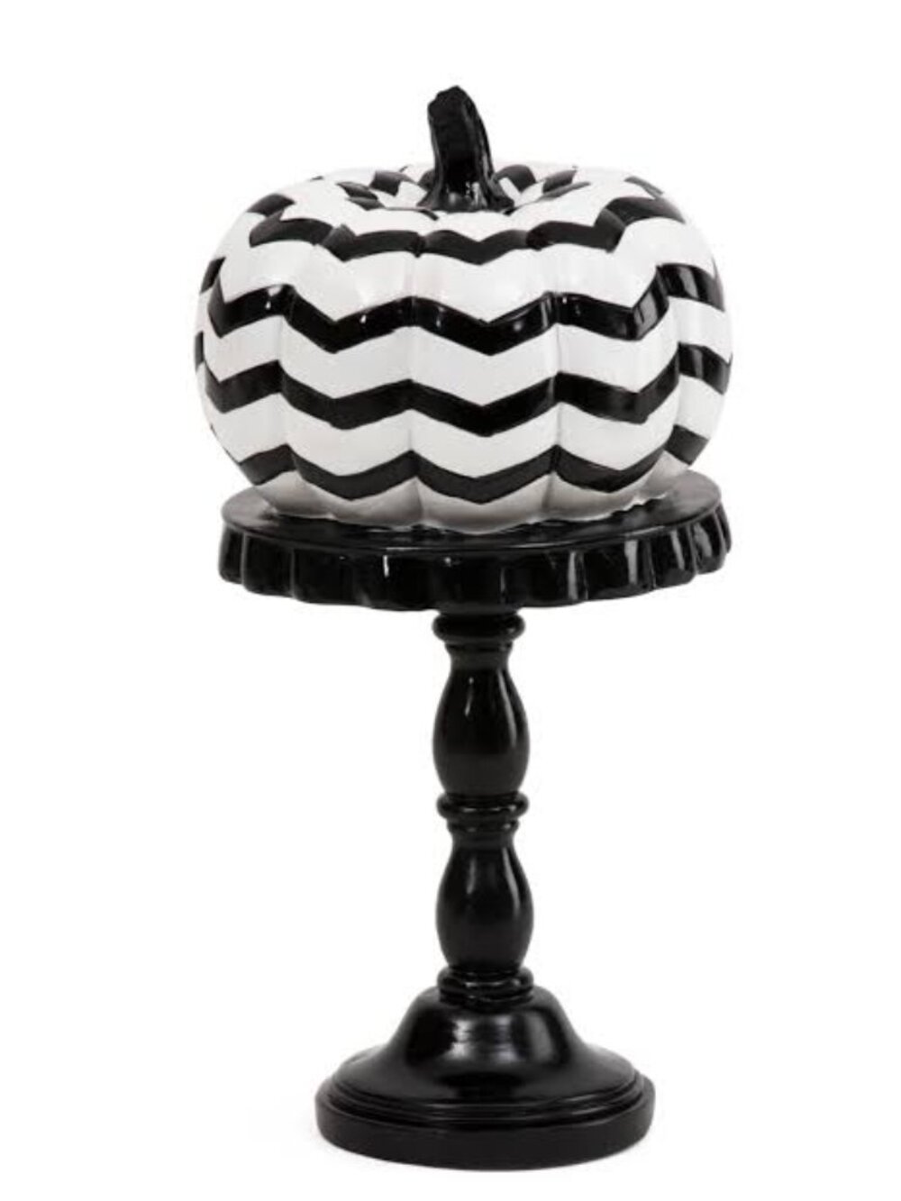 MARTHA STEWART Striped Pumpkin On Stand Halloween Decor Black & White - NIB